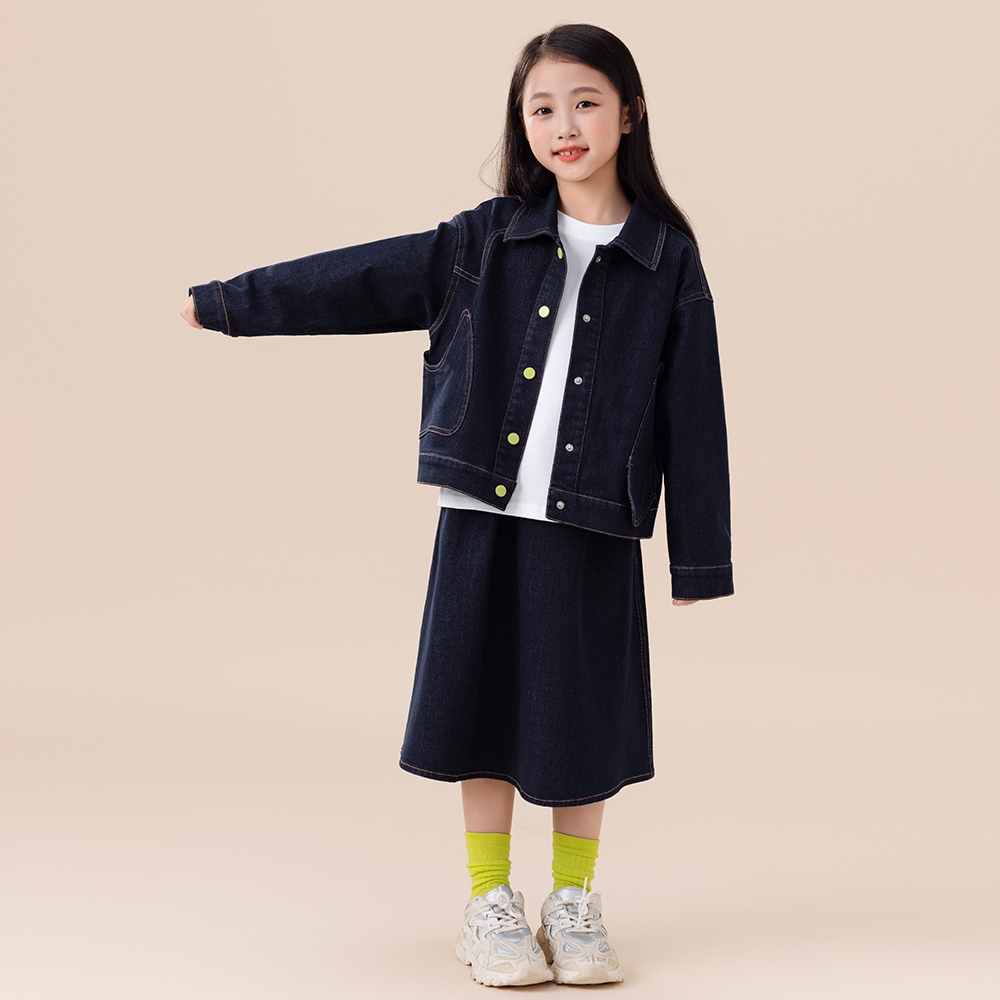 女童秋装2024新款洋气时髦套装儿童牛仔外套半裙两件套中大童套裙