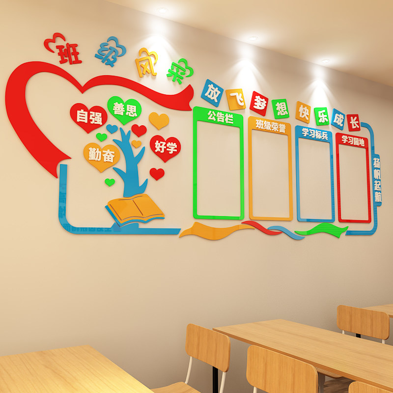 幼儿园班级文化墙贴学习园地风采展示栏背景墙面装饰小学教室布置,家居饰品,文化墙贴,淘宝优惠券,粉丝福利购,淘宝优惠卷