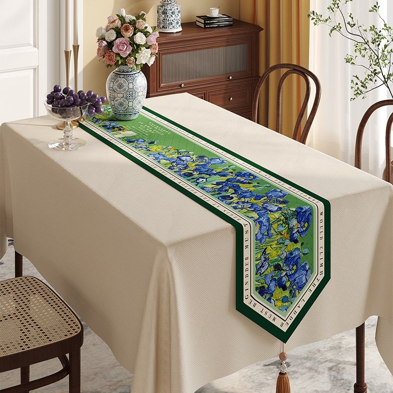 油画白茶园桌旗艺术风格田园桌布长条形鞋柜边柜盖巾电视柜防尘布,居家布艺,桌旗,淘宝优惠券,粉丝福利购,淘宝优惠卷