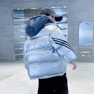 男童冬季红色假两件亮面免洗羽绒服2024新款儿童冬装加厚防风外套