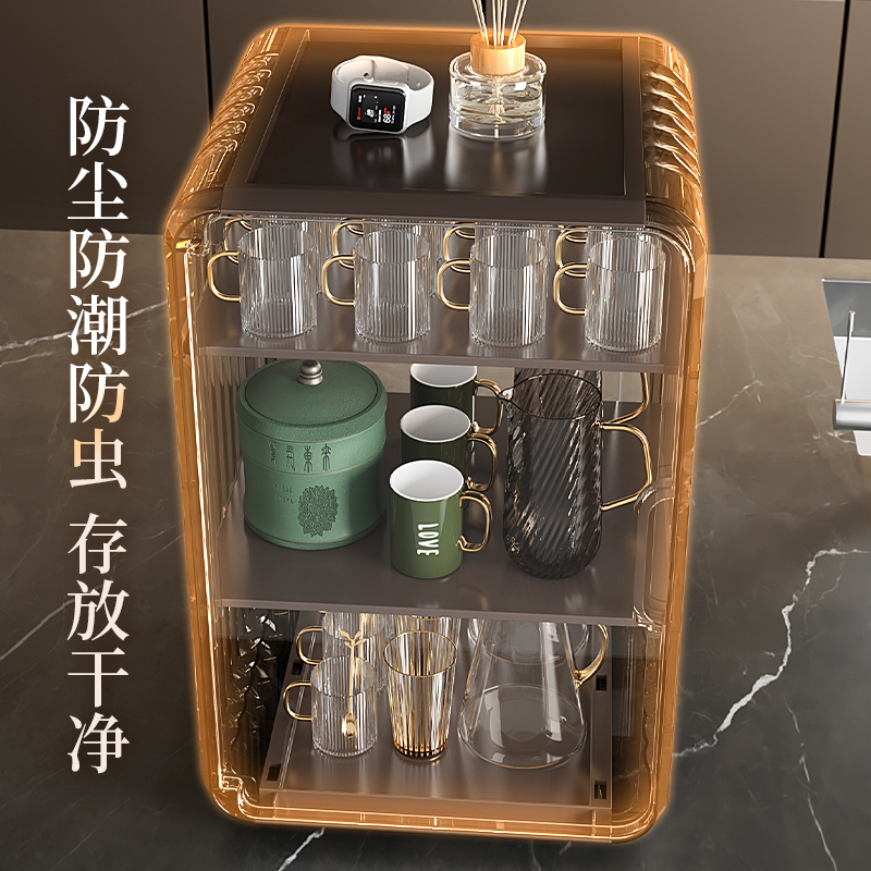 防尘杯架置物架轻奢杯子水杯茶杯架子咖啡杯马克杯放杯子收纳盒