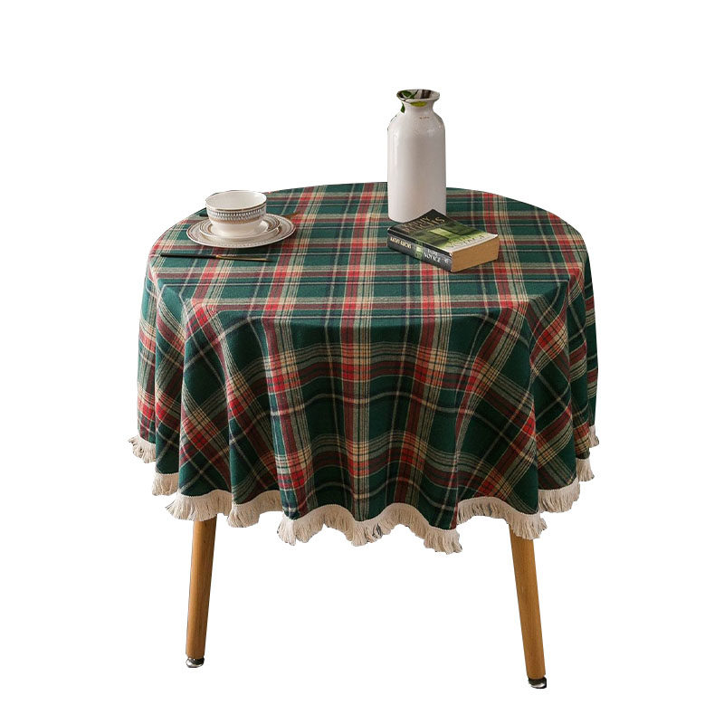 大圆桌布绿色格子圣诞节日餐桌布美式乡村复古轻奢家用书桌台布艺,居家布艺,桌布,淘宝优惠券,粉丝福利购,淘宝优惠卷