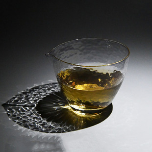 日式 锤纹玻璃公道杯金边鹰嘴耐热分茶器茶海大号公杯功夫茶具配件