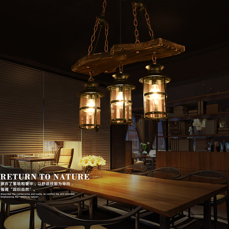 美式工业复古实木铁艺个性创意网伽漫咖啡厅服装店酒吧船木吊灯