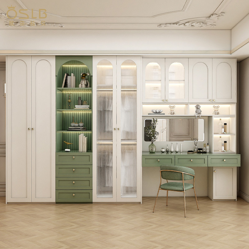 美式实木衣柜带书桌组合家用卧室轻奢法式奶油风网红大衣橱衣帽间,住宅家具,独立衣柜,淘宝优惠券,粉丝福利购,淘宝优惠卷