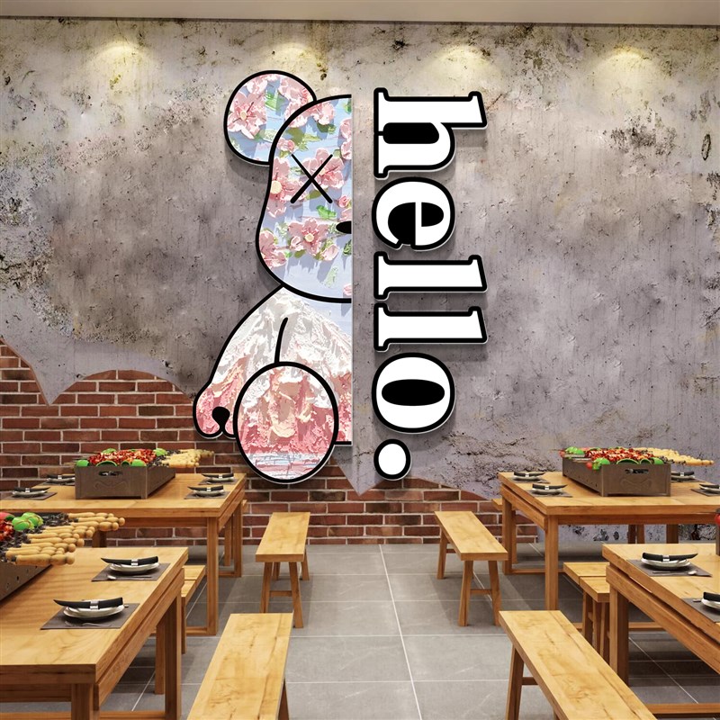 烧烤店装饰创意墙面网红工业风串串烤鱼肉火锅餐饮背景墙贴壁画图片