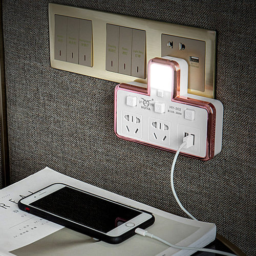 电源多功能家用插头插线板二三孔 转换器面板无线插座带灯usb排插