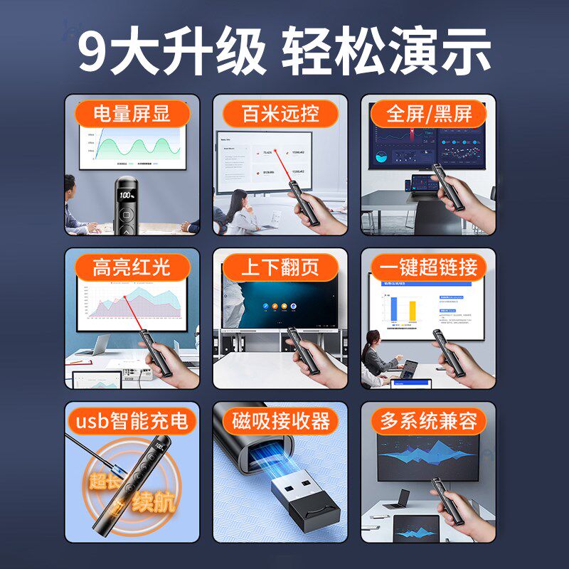 红外线电子激光笔上课ppt翻页笔教师用多功能usb可充电指星笔led