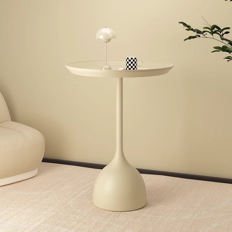 奶油风边几置物架创意茶几沙发边桌客厅简约圆形小桌子阳台小茶桌