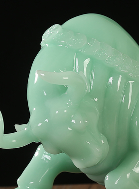 招财玉石十二生肖牛摆件华尔街牛办公室装饰公司店铺开业高档礼品