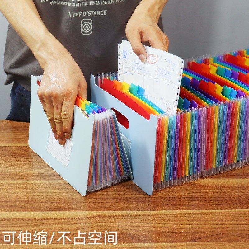 财务用单据夹大容量A5文件夹增值税收纳盒票据夹PP多层分类插页夹