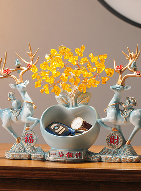 创意麋鹿放钥匙收纳桌面摆件鞋柜入户门客厅酒柜简约装饰礼品乔迁