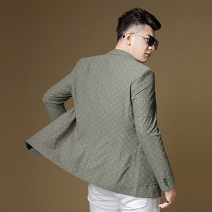 ZOUK满花暗纹休闲西装外套男高级感男士西服春秋轻奢男装2023新款