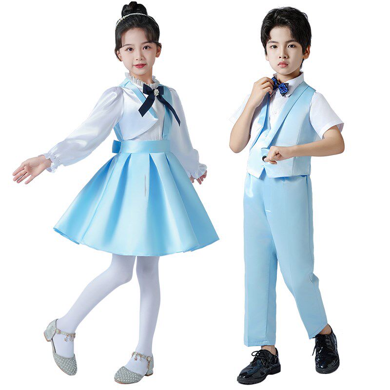 元旦儿童合唱服中小学生演出服男女童爱国诗歌朗诵表演主持人礼服