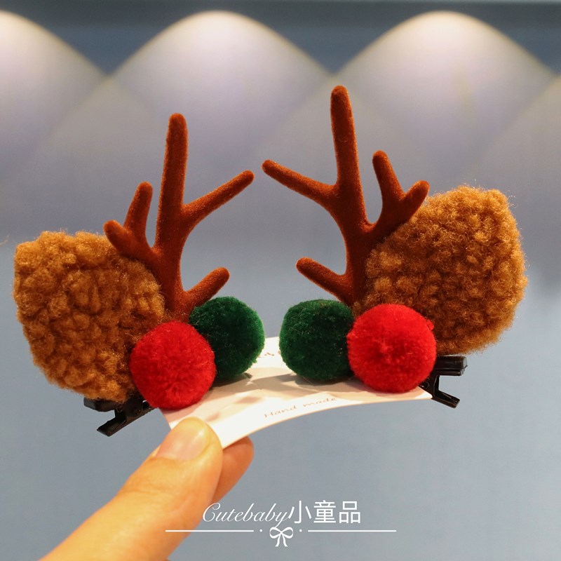 2024龙年可爱龙角儿童新年头箍圣诞发饰麋鹿发箍毛绒发夹女童头饰