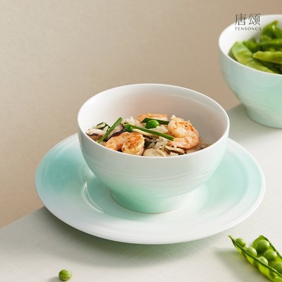 唐颂涡餐具米饭碗日式甜品碗高级感釉下彩陶瓷碗家用礼盒装6件套