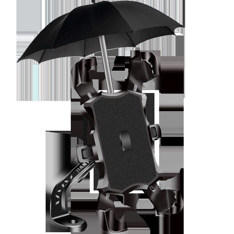 手机支架摩托车专用骑行便携铝合金外卖电动车骑手支架带雨伞防水