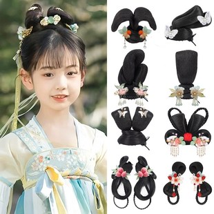 儿童汉服假发髻盘发古风假发古典舞抓夹发包头饰唐风古装表演垫发