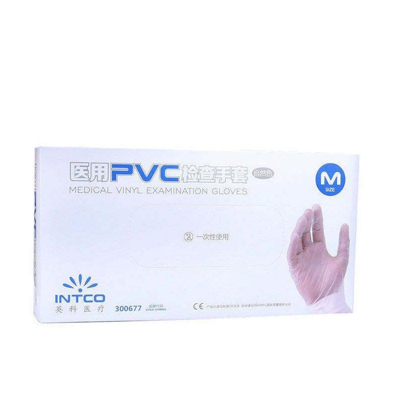 英科一次性PVC手套透明食品餐饮家务清洁洗碗纹绣防水检查手套