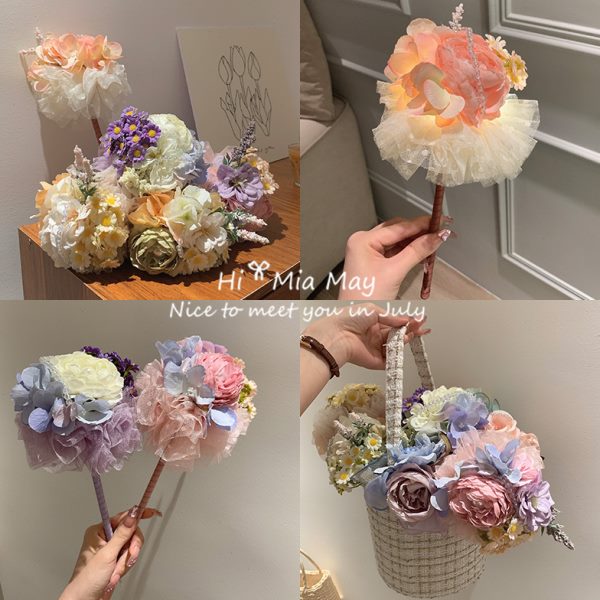 雪山珍珠玫瑰花笔高级感花束会发光幼儿园小学教师节创意实用礼物