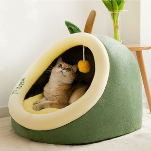 猫窝冬季 通用幼猫狗窝小型犬 保暖半封闭式 可拆洗网红猫屋猫床四季