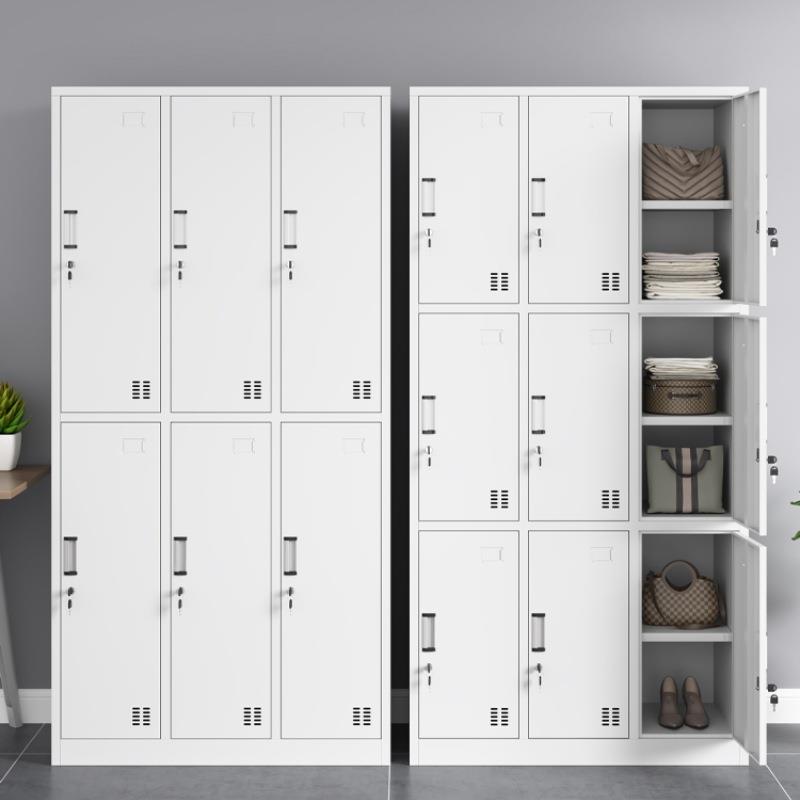 钢制更衣柜带锁铁皮储物柜浴室六门工厂员工换衣柜鞋柜宿舍收纳柜