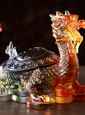 琉璃招财龙龟风水摆件居家客厅办公桌面商铺前台装U饰开业乔迁送