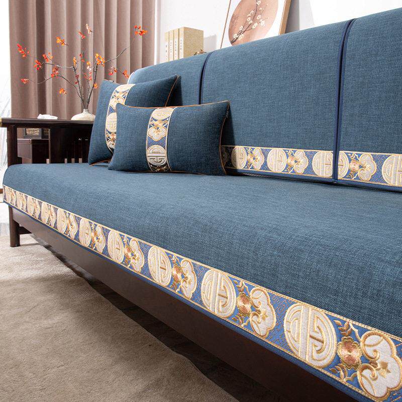 四季通用沙发垫新中式实木沙发坐垫盖布垫子防滑红木座垫套罩木质