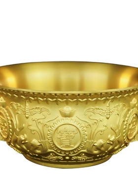 铜聚宝盆摆件纯铜招財聚財实心客厅店铺办公室装饰品开业结婚礼品