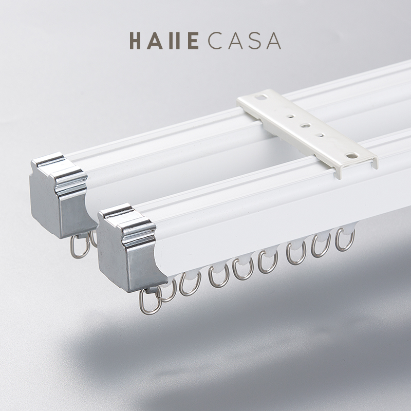 花野 定制简约静音铝合金窗帘轨道罗马杆超薄顶装侧装直弯单双轨