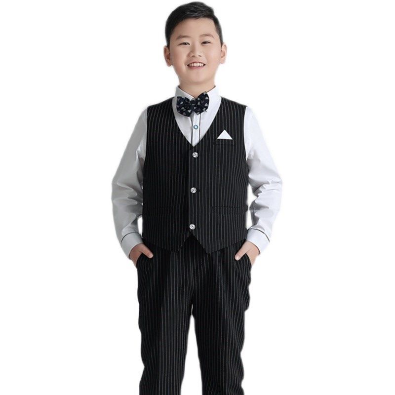 胖款儿童礼服马甲套装模特走秀表演服男童加肥加大演讲钢琴小西装