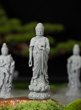 新中式阿弥陀佛保平安佛像摆件大势至菩萨观音鱼缸造景桌面装饰品