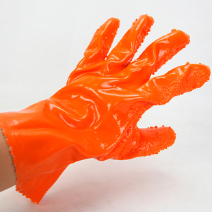 东亚807全浸塑防护防水工业浸胶杀鱼橡胶止滑耐油加厚劳保手套男