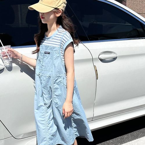 女童假两件连衣裙2025夏装新款儿童背心裙子女孩A字裙洋气长裙夏