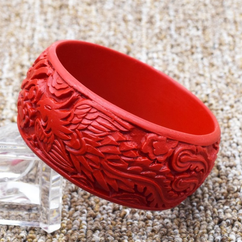 漆器手镯雕漆龙凤镯子北京特色工艺品 宽手镯首饰品 结婚礼物包邮