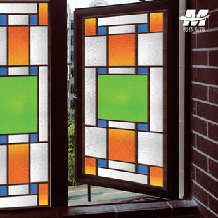 满洲窗玻璃贴复古怀旧山庄酒店民宿卫生间磨砂窗花纸静电背胶岭南