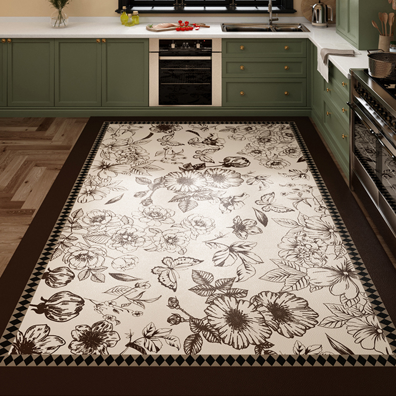 法式满铺厨房地垫pvc免洗可擦脚垫家用防水防油地毯防潮防脏垫子