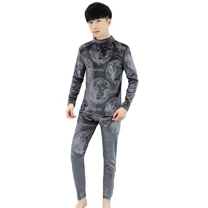 男士保暖内衣双面绒套装冬季青年中领打底衫防寒加绒加厚秋衣秋裤