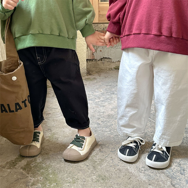 儿童工装裤子男童休闲裤纯棉2023新款春秋季女童装宽松小宝宝长裤