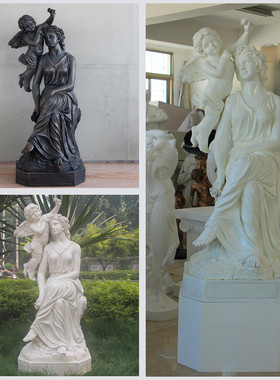 玻璃钢人物雕塑花园母子大摆件小孩情侣天使KTV酒店大堂落地摆设