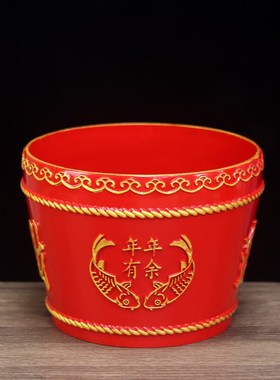 实木中式进宝日进斗金仿古米斗创意粗陶客厅摆件艺术品开业开张礼