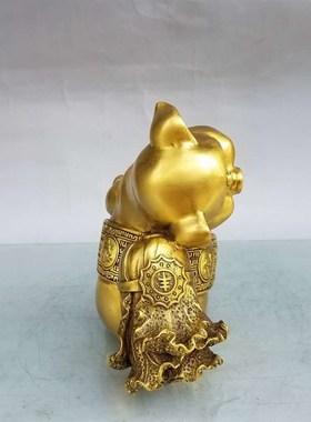 纯黄铜猪招财进宝猪摆件 西北角金钱猪福猪居家工艺品摆设