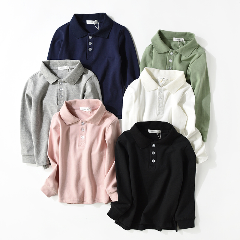 学生装 儿童纯棉POLO衫 男童女童透气珠地棉长袖T恤 中大童 春装