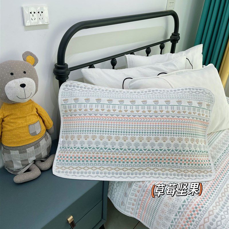 六层棉纱布软凉席枕套 AB面信封式成人枕头套一对儿装透气枕芯套