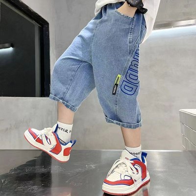 童装男童牛仔短裤2024新款夏季薄款儿童七分裤中大童宽松过膝裤子