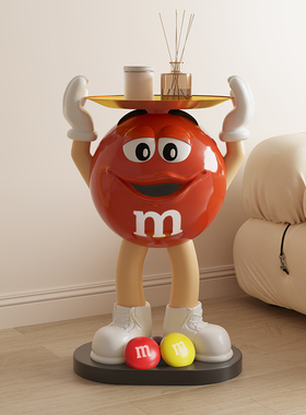 网红mm豆人创意大型客厅电视柜沙发旁边落地置物架家居装饰品摆件