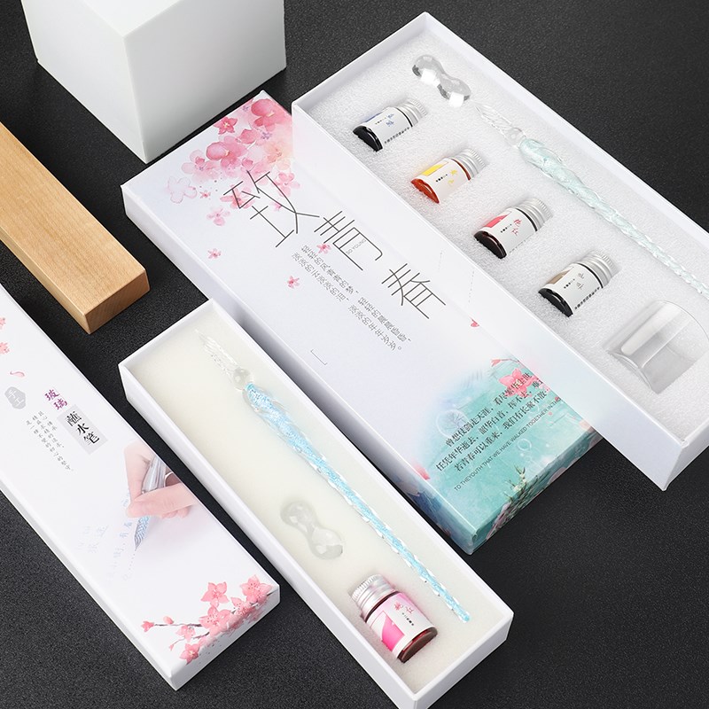 水晶玻璃笔沾水琉璃彩色墨水钢笔复古学生用蘸水笔钢笔笔杆画笔