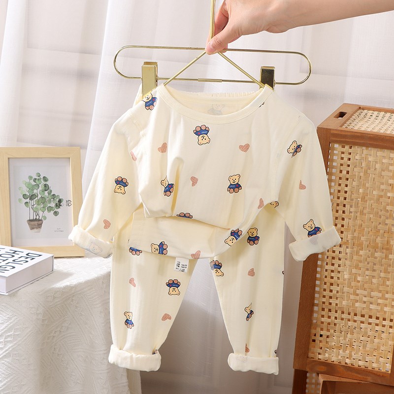 婴儿秋季新款家居衣服男女宝宝睡衣莱卡棉秋衣秋裤儿童内衣套装潮