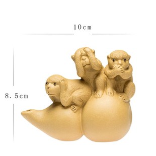 饰礼品 茶宠摆件精品紫砂葫芦三不小猴子雕塑茶玩功夫茶器茶盘装