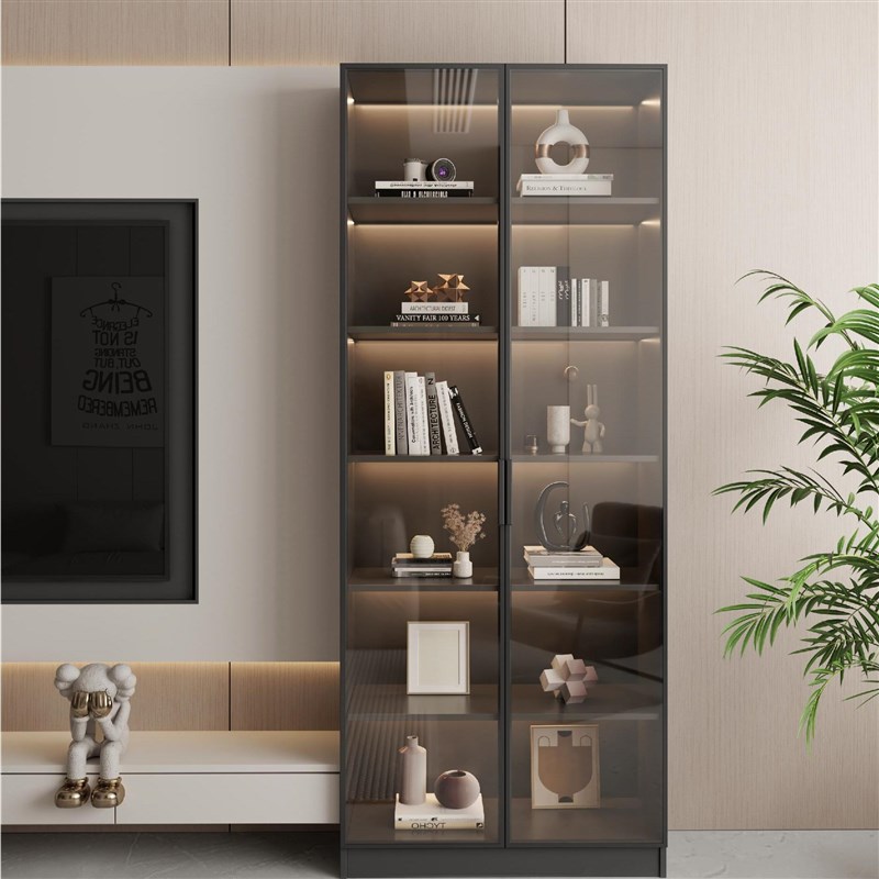 客厅电视柜侧边立柜储物柜带门木柜置物柜展示柜窄高柜单柜木柜